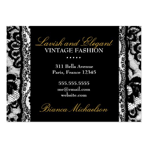 311 Lace de Luxe Ciao Bella Metallic Gold Business Cards (back side)