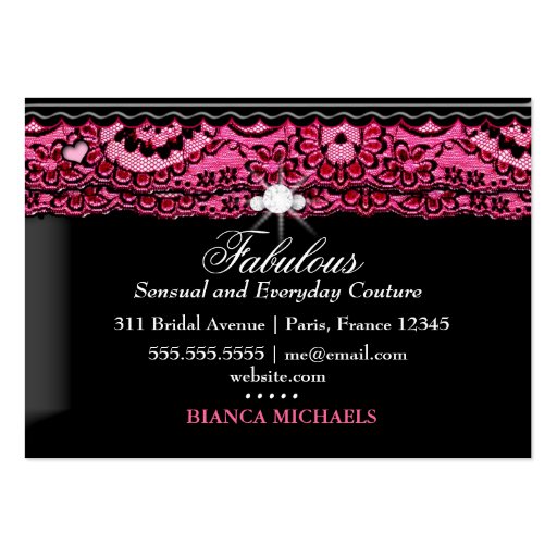 311 Lace de Luxe Pink Business Card Template (back side)