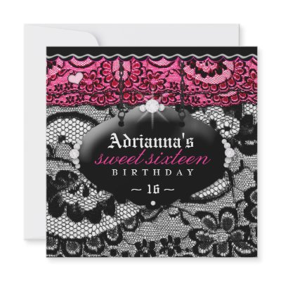 311 Lace De Luxe - Pink Diamonds Sweet Sixteen Personalized Invite by Jill311