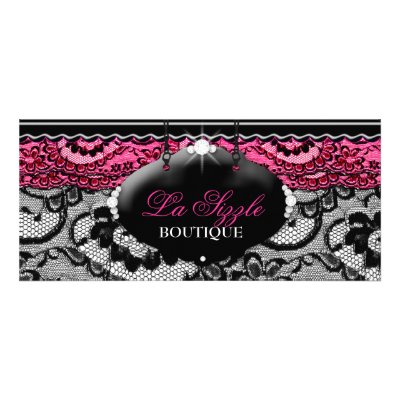 311 Lace De Luxe Pink Lace Rack Card Design by Jill311