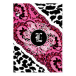 311-LACY LEOPARD PINK CHUBBY BUSINESS CARDS