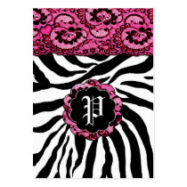 311-LACY PINK ZEBRA CHUBBY BUSINESS CARD TEMPLATES