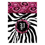 311-LACY PINK ZEBRA CHUBBY BUSINESS CARD TEMPLATES