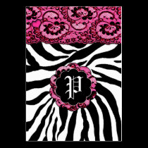 311-LACY PINK ZEBRA CHUBBY BUSINESS CARD TEMPLATES