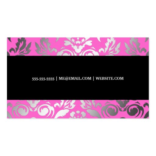 311 Ladonna Damask Pink Business Card (back side)