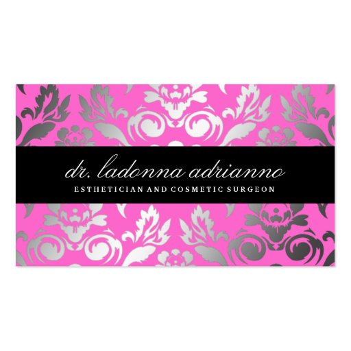 311 Ladonna Damask Pink Business Card (front side)