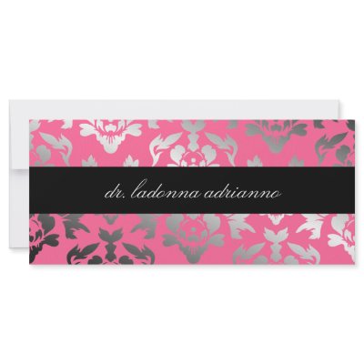 311-Ladonna Damask Rose Pink Rack Customized Rack Card by Jill311