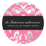 311-Ladonna Damask Rose Pink Round Stickers