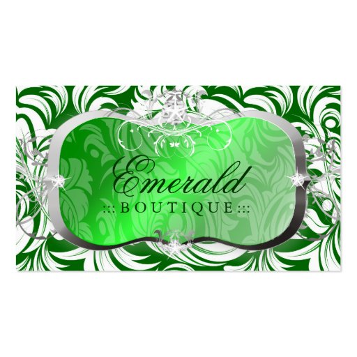 311 Lavish Emerald Platter | Silver Business Card Template