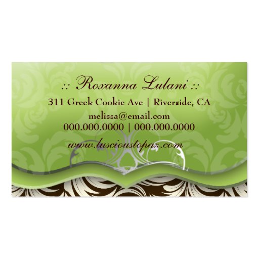 311 Lavish Lime Brown Business Card Templates (back side)