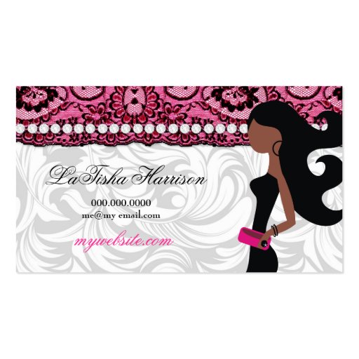 311-Lavish Pink Delish with Fashionista Business Card Template (back side)