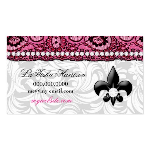 311 Lavish Pink Delish with Fleur de Lis Business Cards (back side)