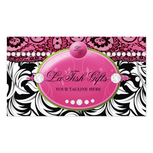 311 Lavish Pink Delish with Fleur de Lis Business Cards (front side)