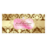 311-Lavish Pink Platter &amp; Damask Shimmer Golden Custom Rack Cards