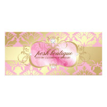 311-Lavish Pink Platter & Damask Shimmer Golden Custom Rack Card