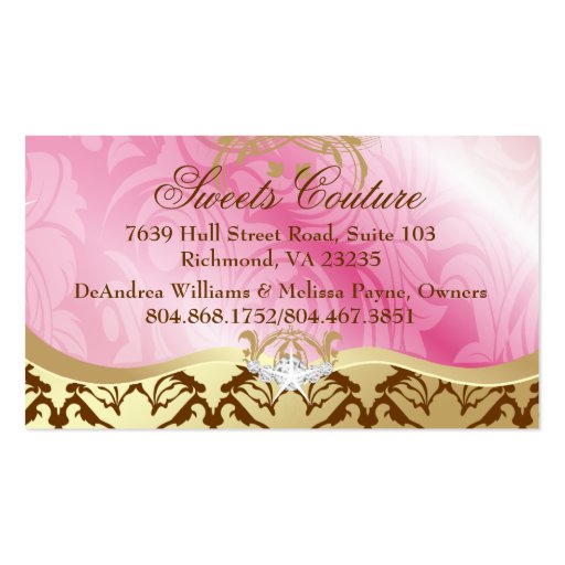 311 Lavish Pink Platter & Golden Cake Shimmer Business Cards (back side)