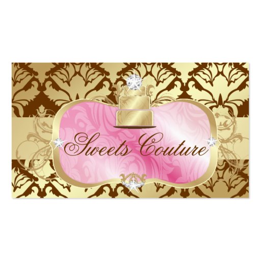311 Lavish Pink Platter & Golden Cake Shimmer Business Cards