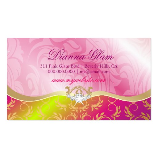 311-Lavish Pink Platter | Golden Divine Rose Stem Business Card Templates (back side)