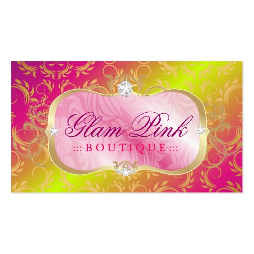 311-Lavish Pink Platter | Golden Divine Rose Stem Business Card Templates (front side)
