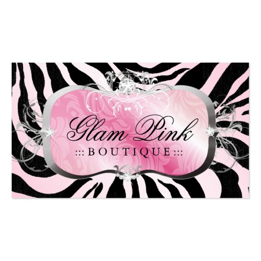 311 Lavish Pink Platter Pink Background | Zebra Business Card Templates (front side)