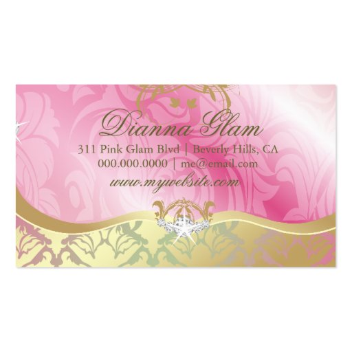 311 Lavish Pink Platter Shimmer Tiara Business Cards (back side)