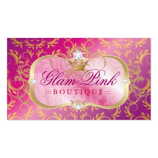 311 Lavish Pink Platter Tiara Golden Divine Pink P Business Card Template (front side)