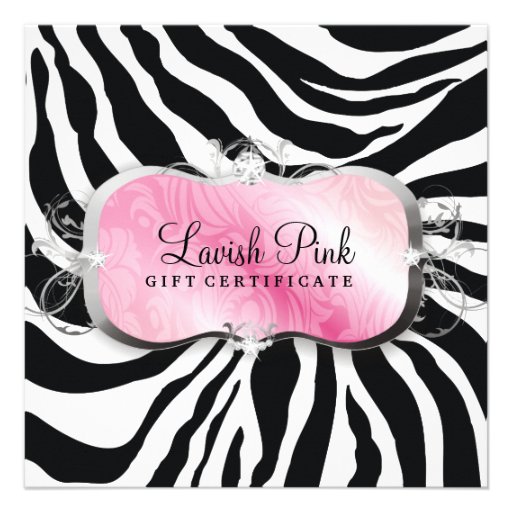311 Lavish Pink Platter Zebra Gift Certificate Announcements
