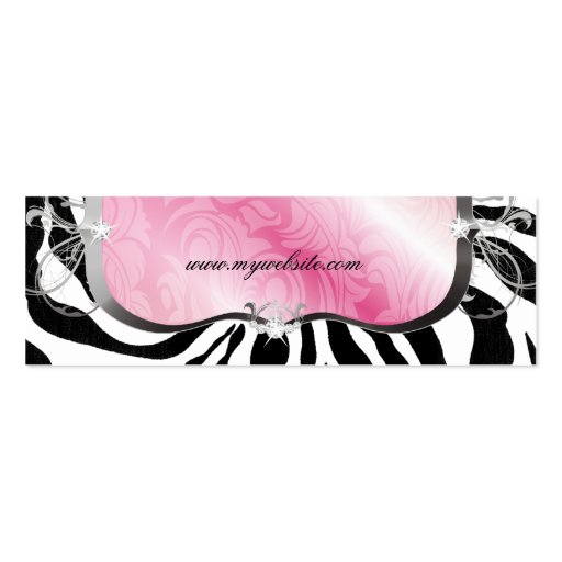 311 Lavish Pink Platter Zebra Hangtag Business Card (back side)