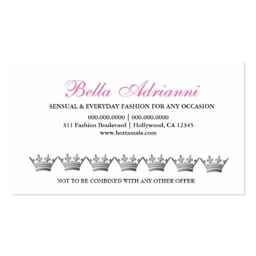 311 Lavish Pink Platter Zebra Loyalty Cards Business Card Templates (back side)