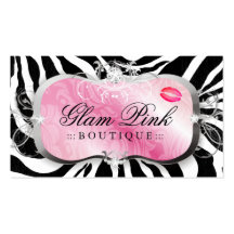 311 Lavish Pink Platter Zebra Swirls & Lips Business Card Template
