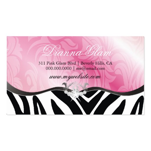 311 Lavish Pink Platter Zebra { Update } Business Card Templates (back side)