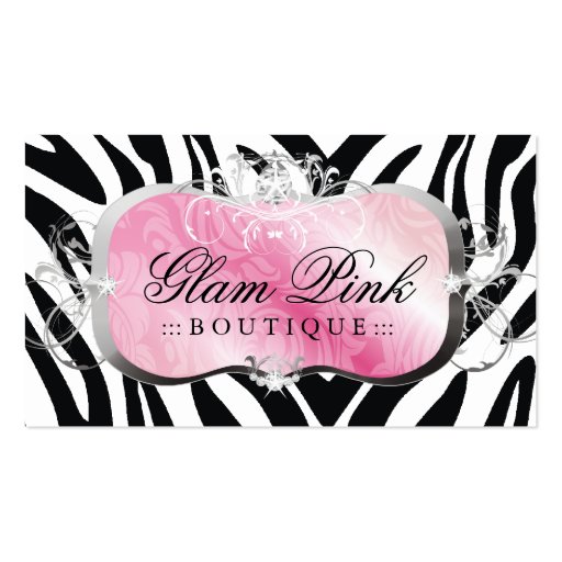 311 Lavish Pink Platter Zebra { Update } Business Card Templates (front side)
