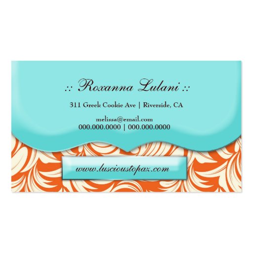 311 Lavish Topaz Orange & Cream Business Card Template (back side)