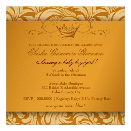311-Lavishly Golden | Baby Boy/Girl Shower Personalized Invitation