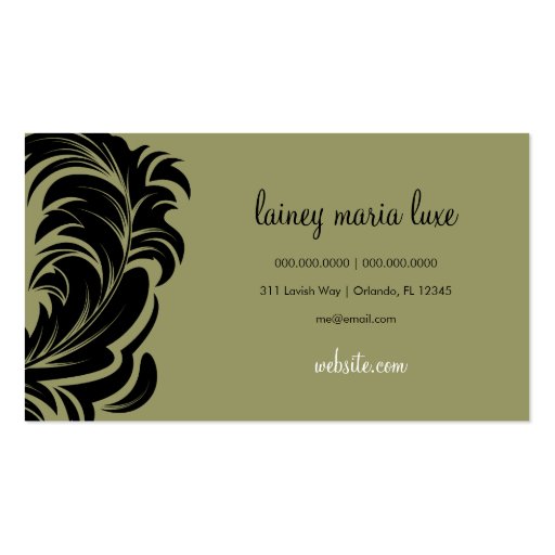 311 Lavishly Lainey Black & Sage Business Card (back side)