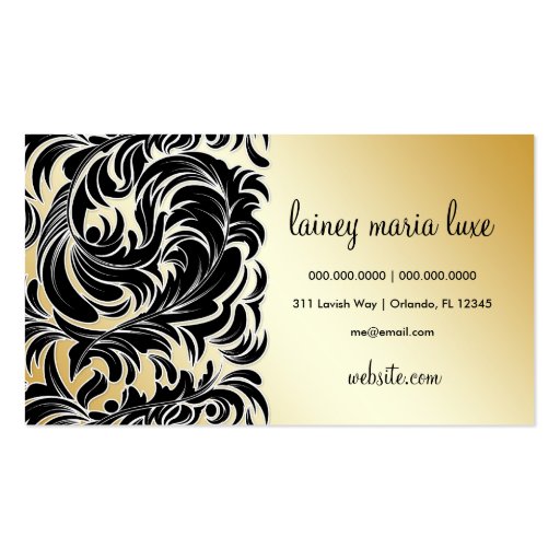 311 Lavishly Lainey White Trim Gold Business Card (back side)