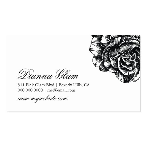 311-Le Plush Fleur - Black et White Business Card Templates (back side)