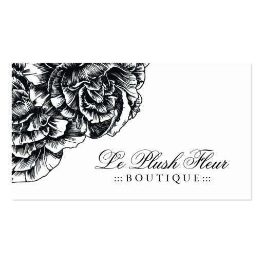 311-Le Plush Fleur - Black et White Business Card Templates (front side)