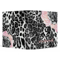 311-Le Plush Fleur - Creamy Pink Funky Leopard 3 Ring Binders