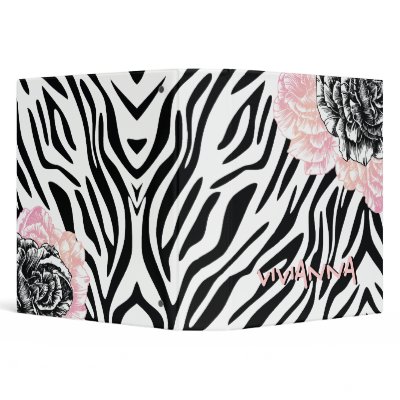 311-Le Plush Fleur - Creamy Pink Funky Zebra Binder by Jill311