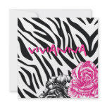 311-Le Plush Fleur - Funky Zebra Sweet 16 Hot Pink Invites