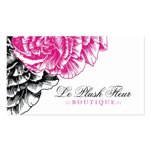 311-Le Plush Fleur - Hot Pink & Black Business Cards (front side)