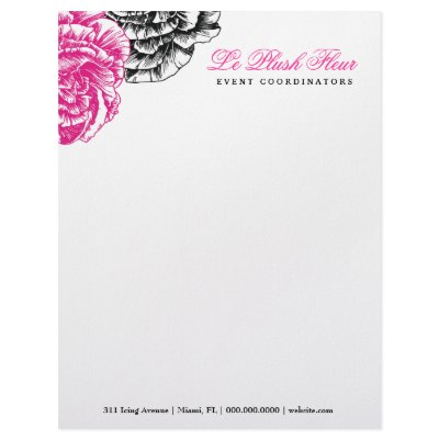 311-Le Plush Fleur - Hott Pink Black Letterhead by Jill311