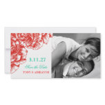 311-Le Plush Fleur - Rouge &amp; Turquoi Save the Date Photo Greeting Card