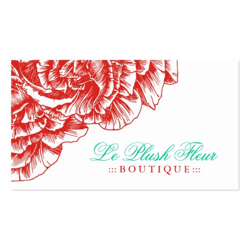 311 Le Plush Fleur Rouge & Turquoise Business Cards (front side)