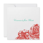 311-Le Plush Fleur - Rouge & Turquoise Personalized Invites
