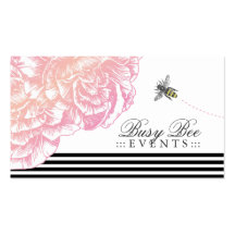 311 Le Plush Fleur with Bee Black Stripes Business Card Template