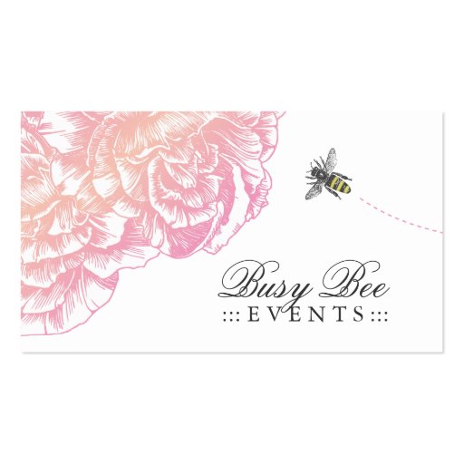 311-Le Plush Fleur with Bee - Creamy Pink Business Card Templates (front side)