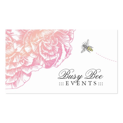 311-Le Plush Fleur with Bee - Creamy Pink Business Card (front side)