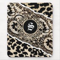 311-LEOPARD & LACE MONOGRAM mousepads by Jill311 311-LEOPARD & LACE MONOGRAM mousepads